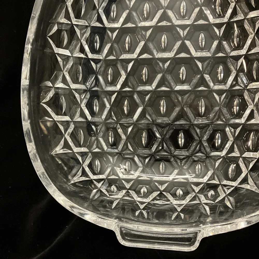 Vintage Shannon Etched Crystal Tropical Pineapple Serving Tray Bowl Welcome